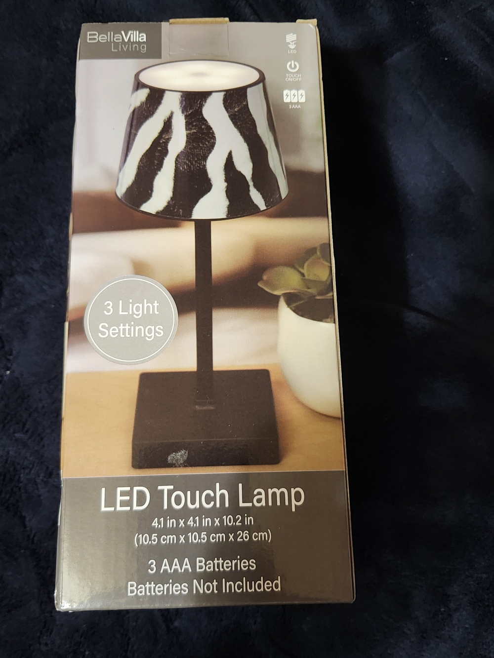 BellaVilla Living LED Touch Lamp Zebra Print